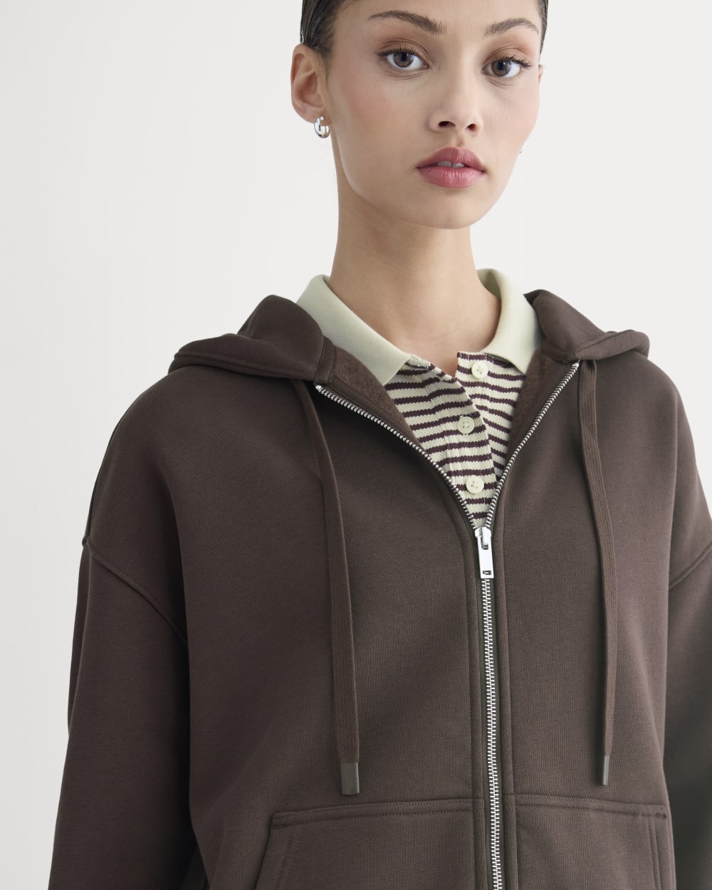 Luxe Fleece Oversized Full-Zip Hoodie | Dark Chocolate - Image 4