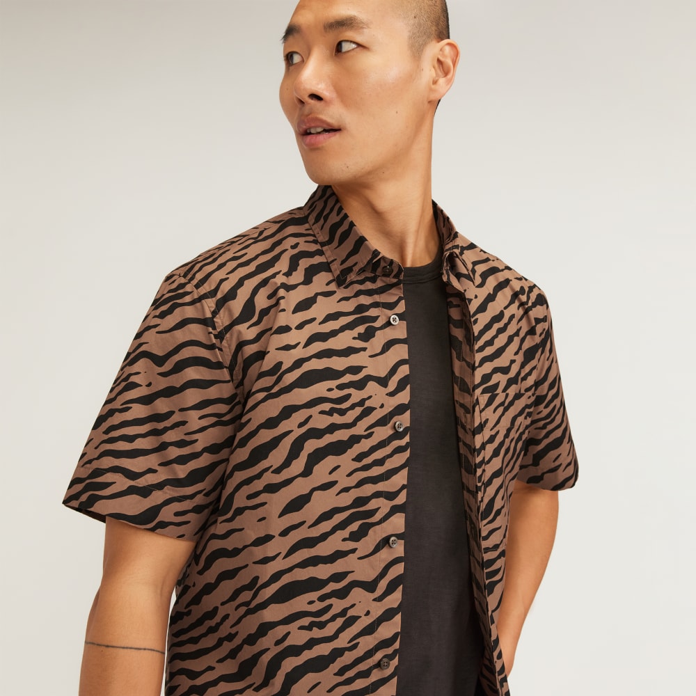 The Poplin Short-Sleeve Shirt | Tiger Stripe Toasted Coconut - Image 4