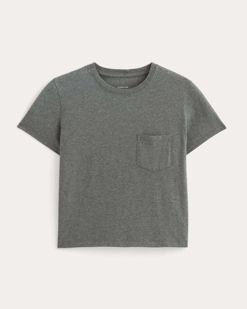 The Box-Cut Tee in Essential Cotton | Heathered Charcoal | Pocket - Image 2