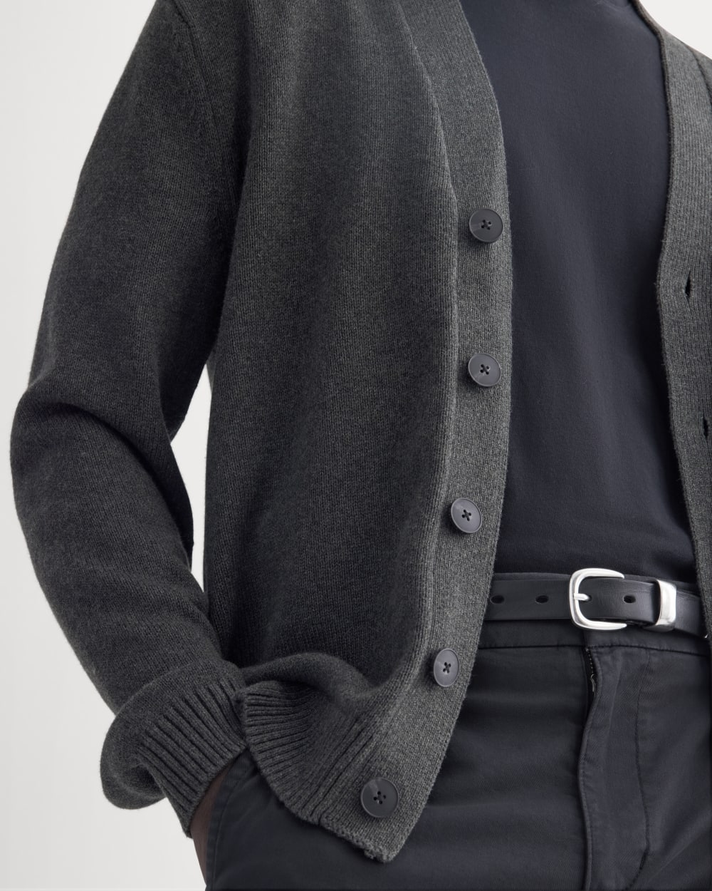 The Classic Cardigan in Everyday Cotton | Heathered Soot - Image 4
