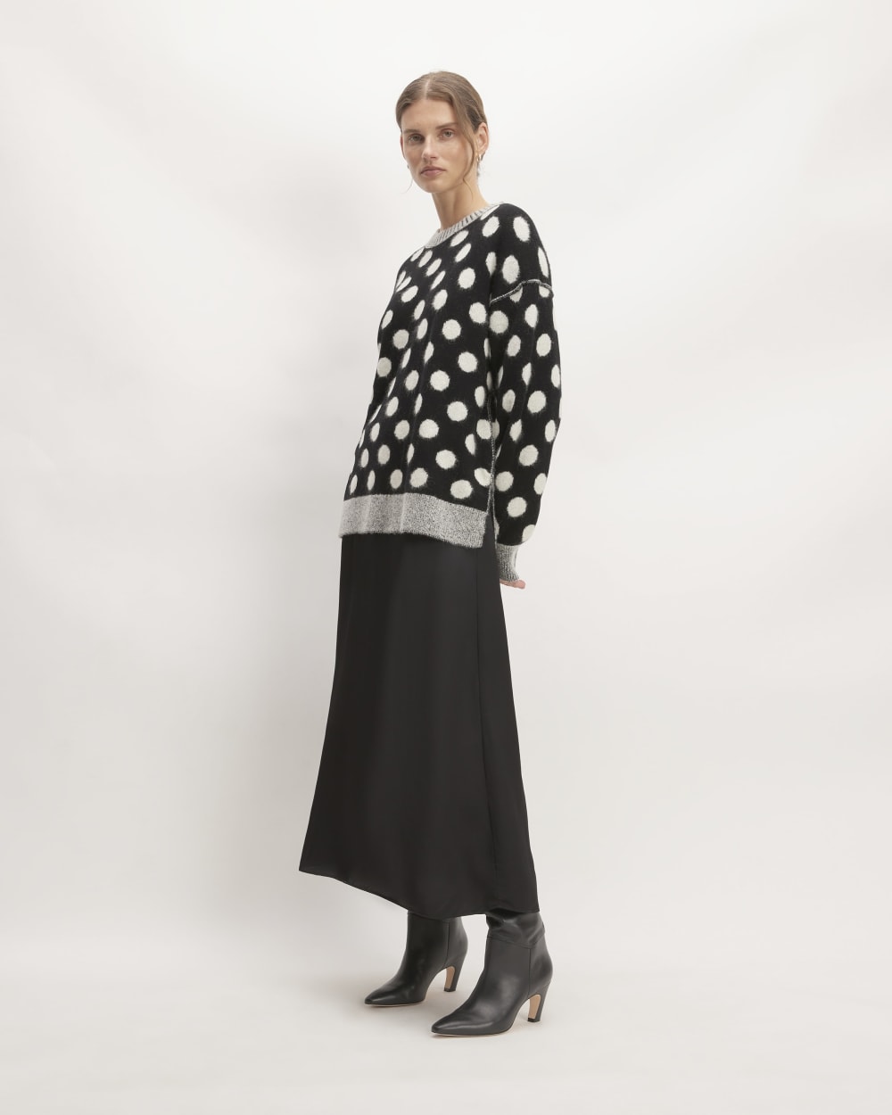 The Alpaca Polka Dot Oversized Crew | Black / Snow Polka Dot - Image 3