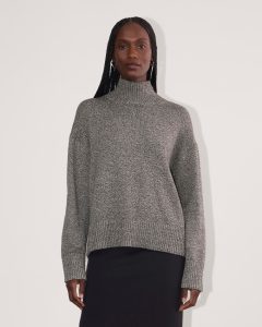 The Boxy Turtleneck in Everyday Cotton | Canvas / Black Twist