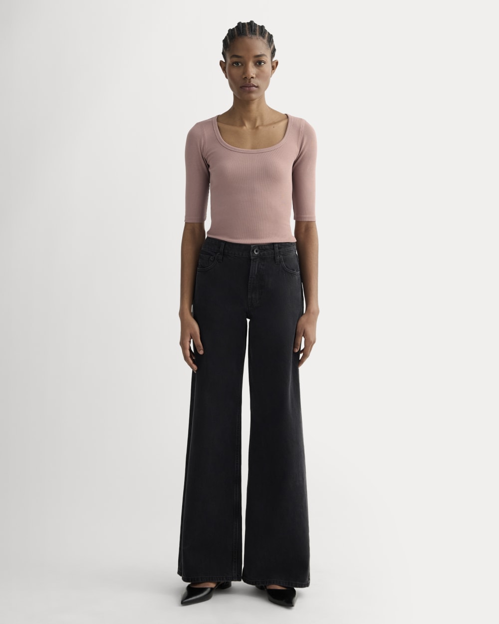 The Luxe Rib Scoop-Neck Tee | Rose Dusk - Image 3