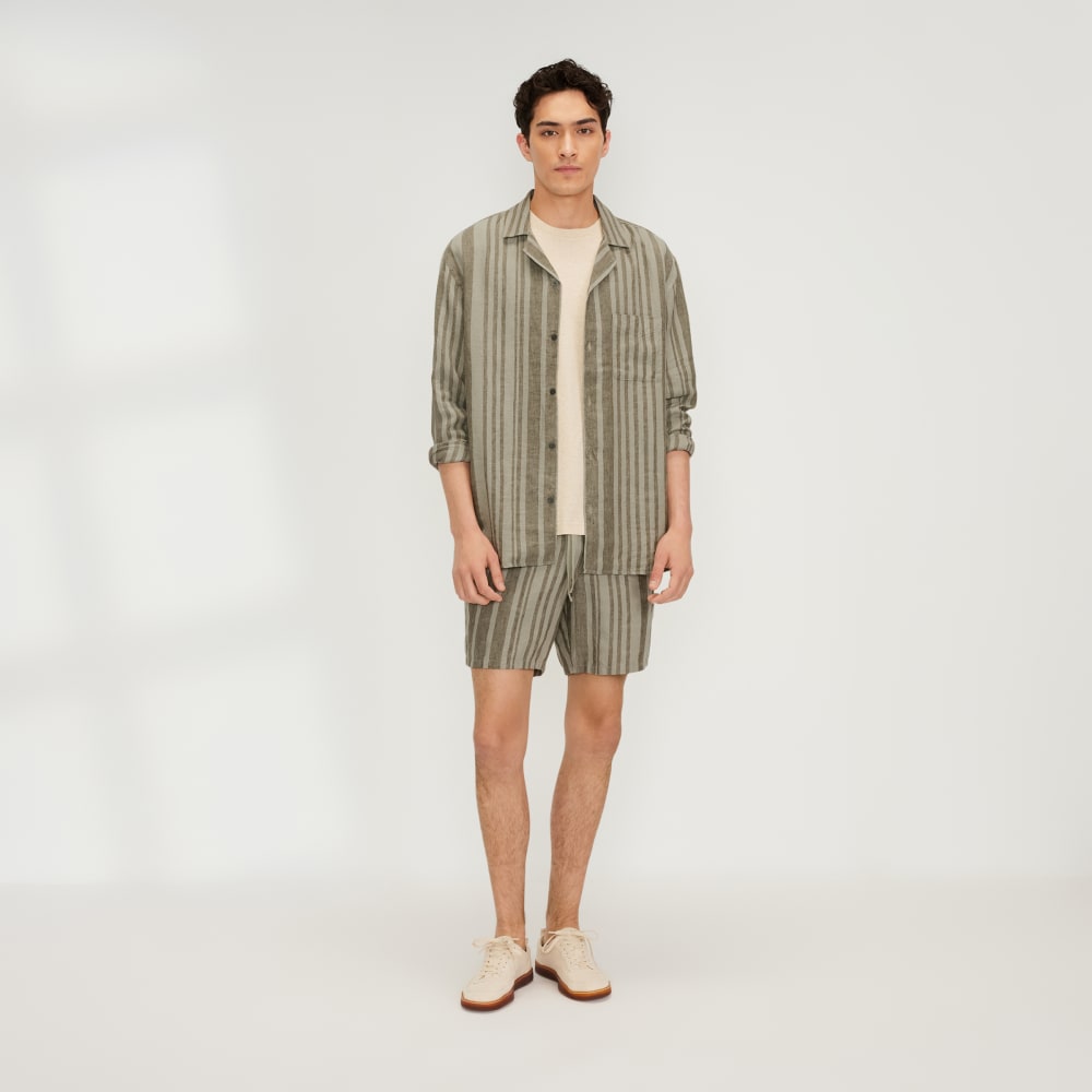 The Relaxed Linen Long-Sleeve Shirt | Seagrass / Kalamata - Image 6