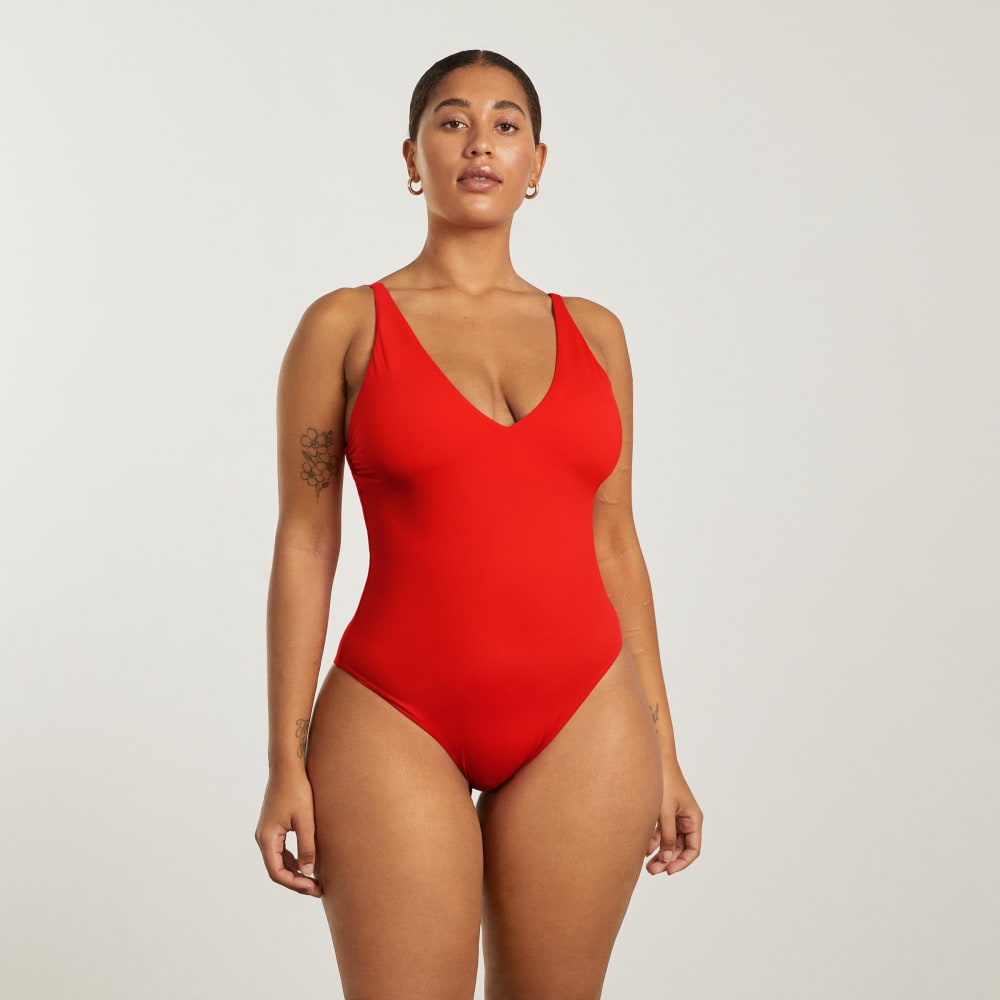 The V-Neck One-Piece | Bright Red - Image 2