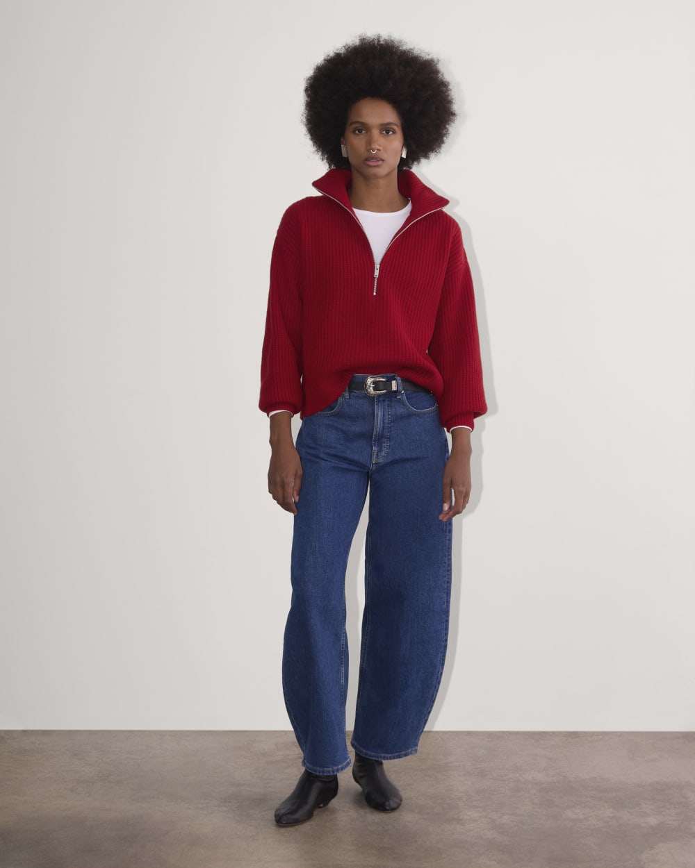 The Half-Zip Sweater in Luxe Merino | Berry Red - Image 4
