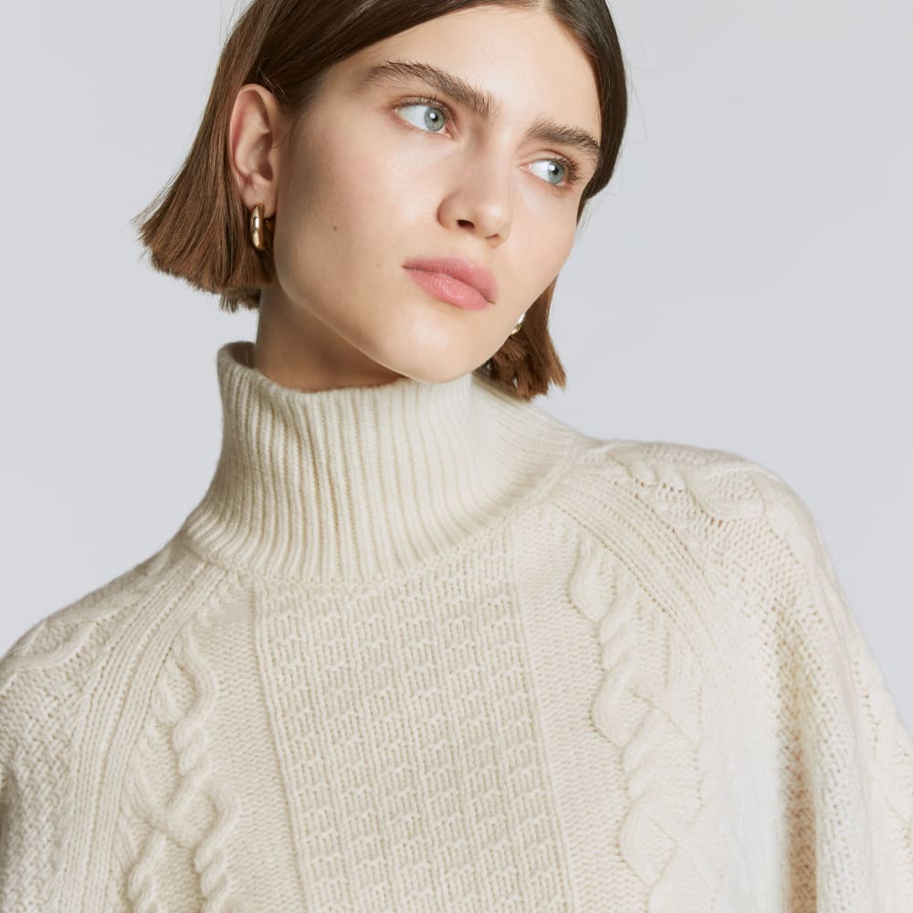 The Felted Merino Cable Sweater | Bone - Image 4