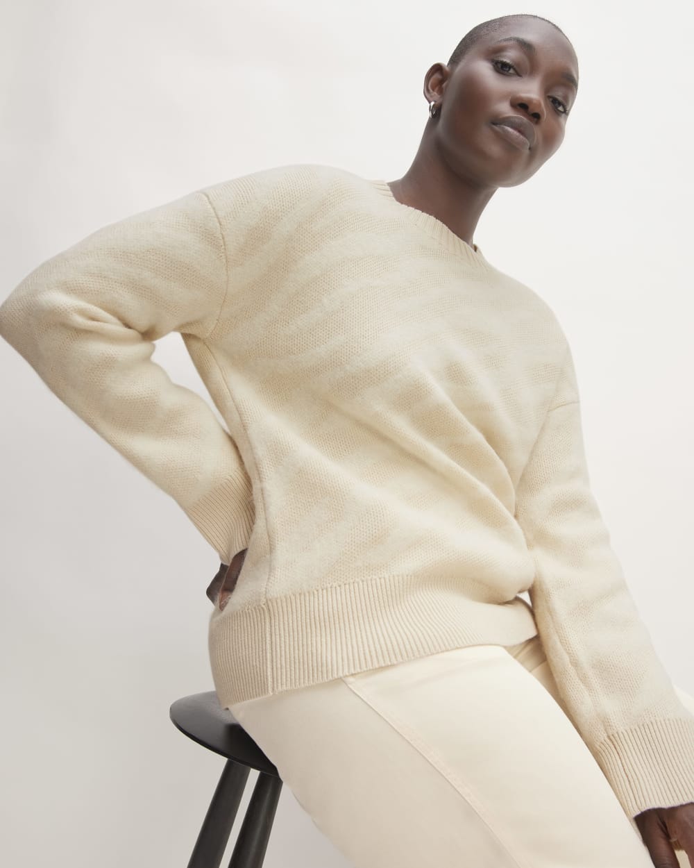 The Alpaca Tiger Jacquard Crewneck | Canvas / Snow - Image 4