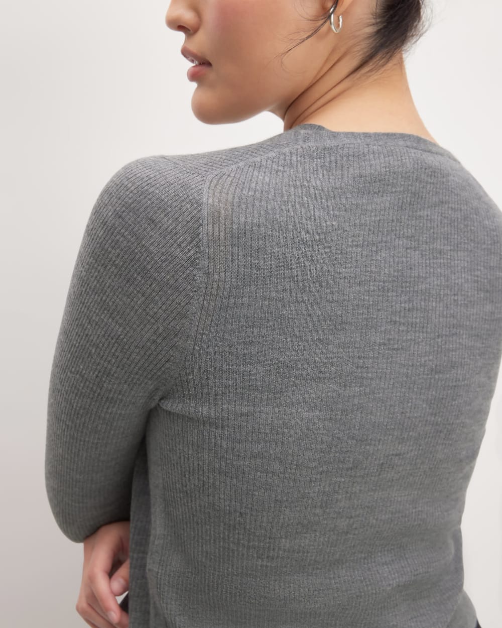 The Cardigan in Ultrasoft Merino | Heather Mid Grey - Image 5