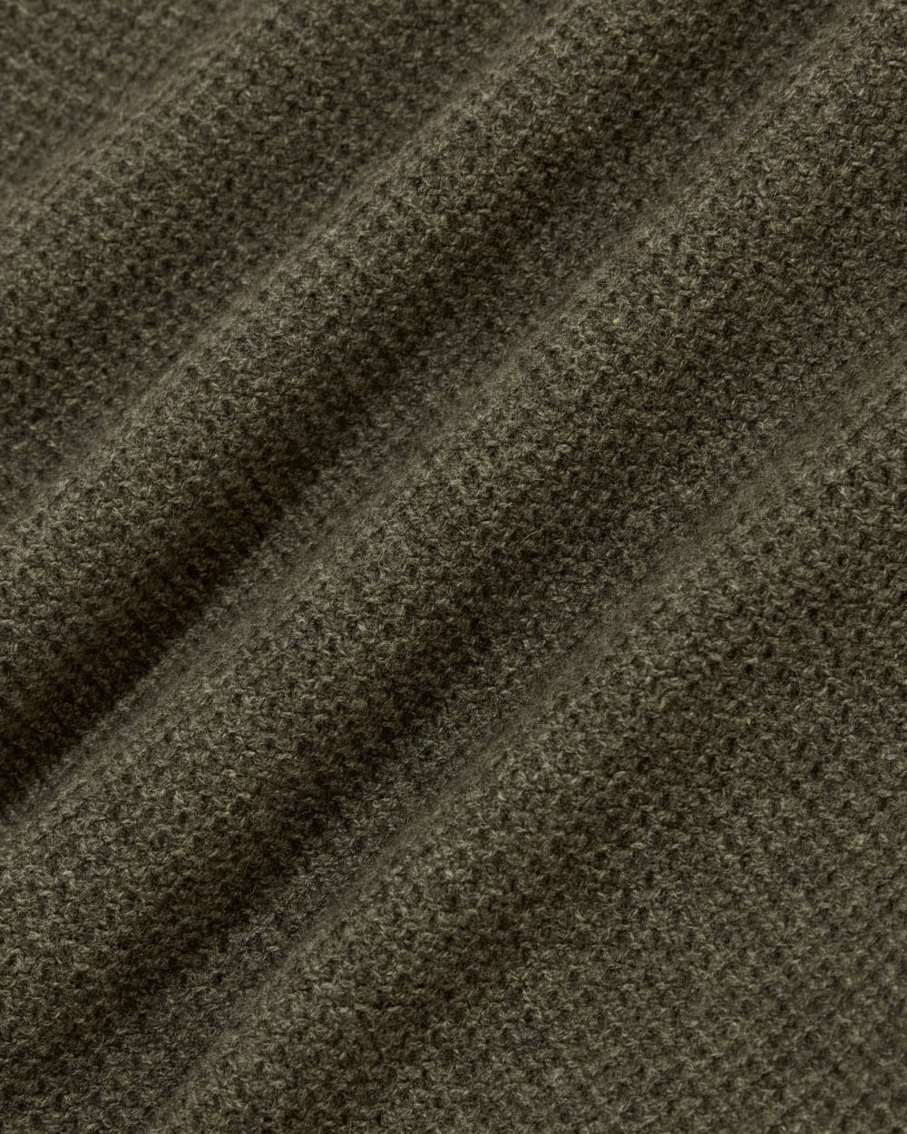 The Honeycomb Funnel Neck in Wool Cashmere | Heathered Army Green - Image 6