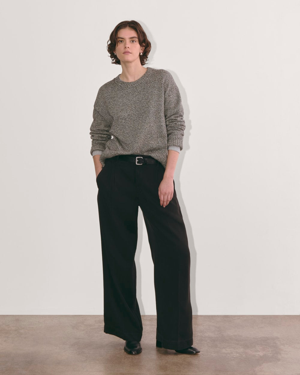 The Boxy Sweater in Everyday Cotton | Canvas / Black Twist - Image 3