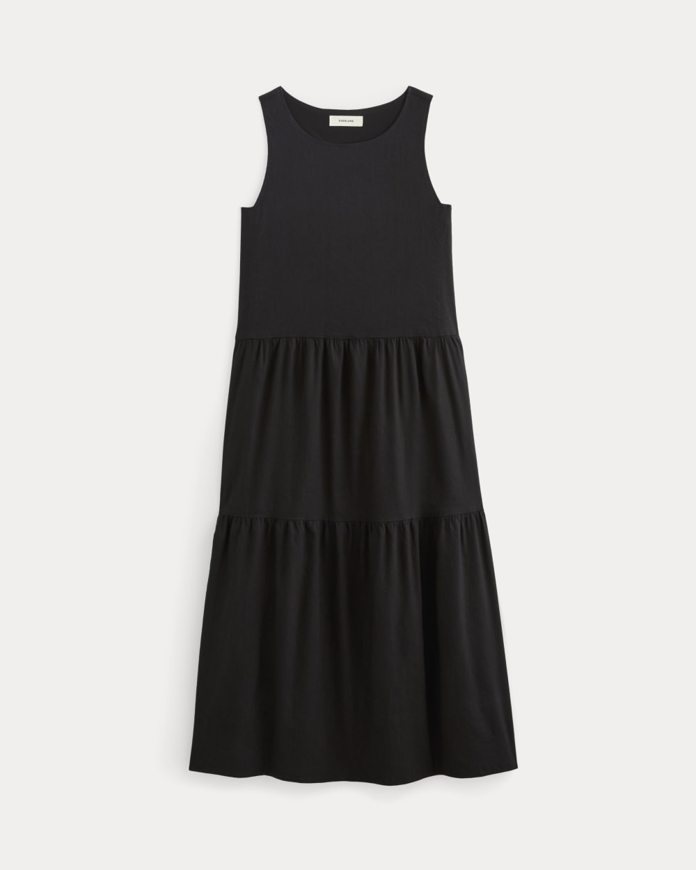 The Tiered Dress in Stretch Linen | Black - Image 2
