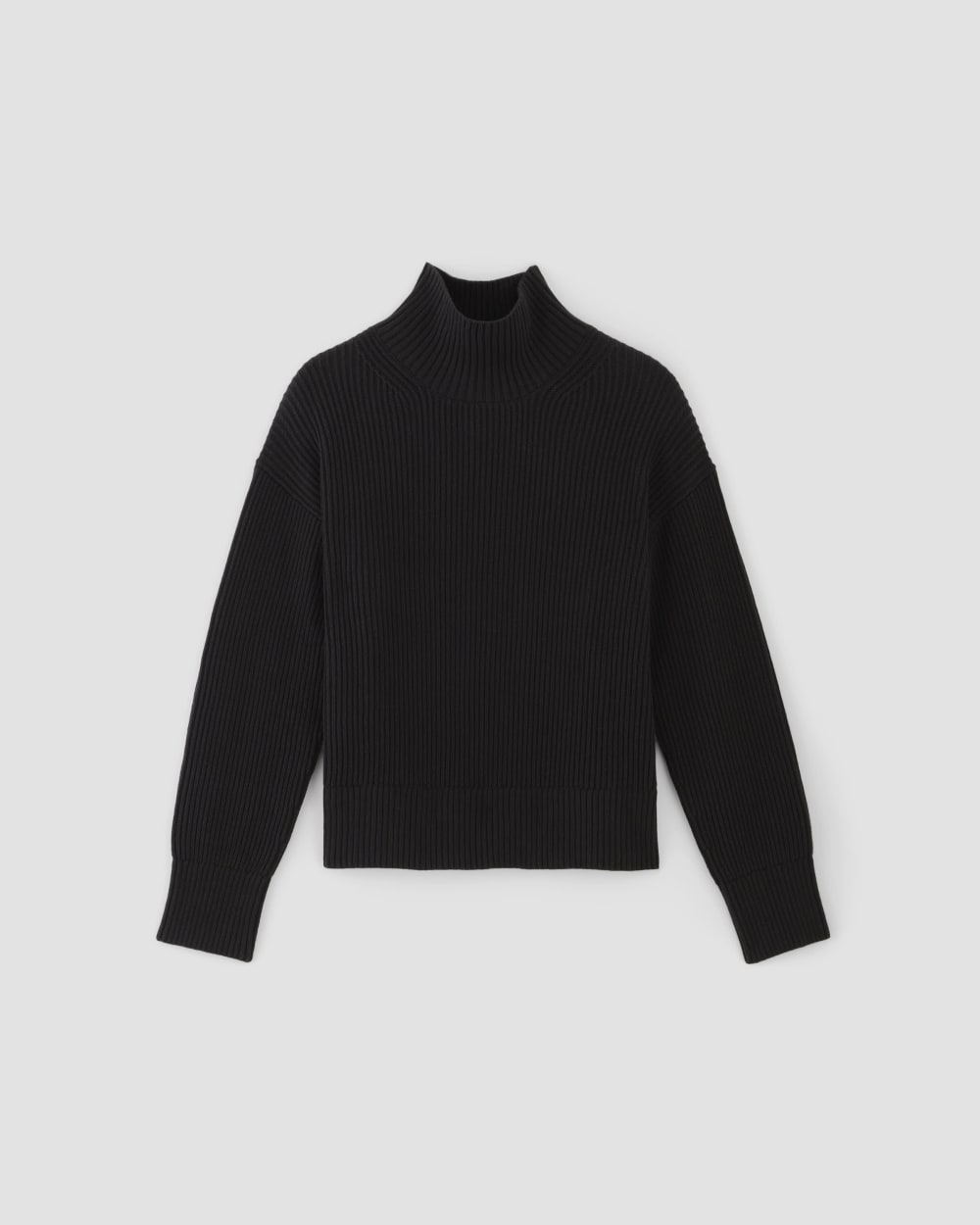 The Organic Cotton Ribbed Turtleneck | Black - Image 2
