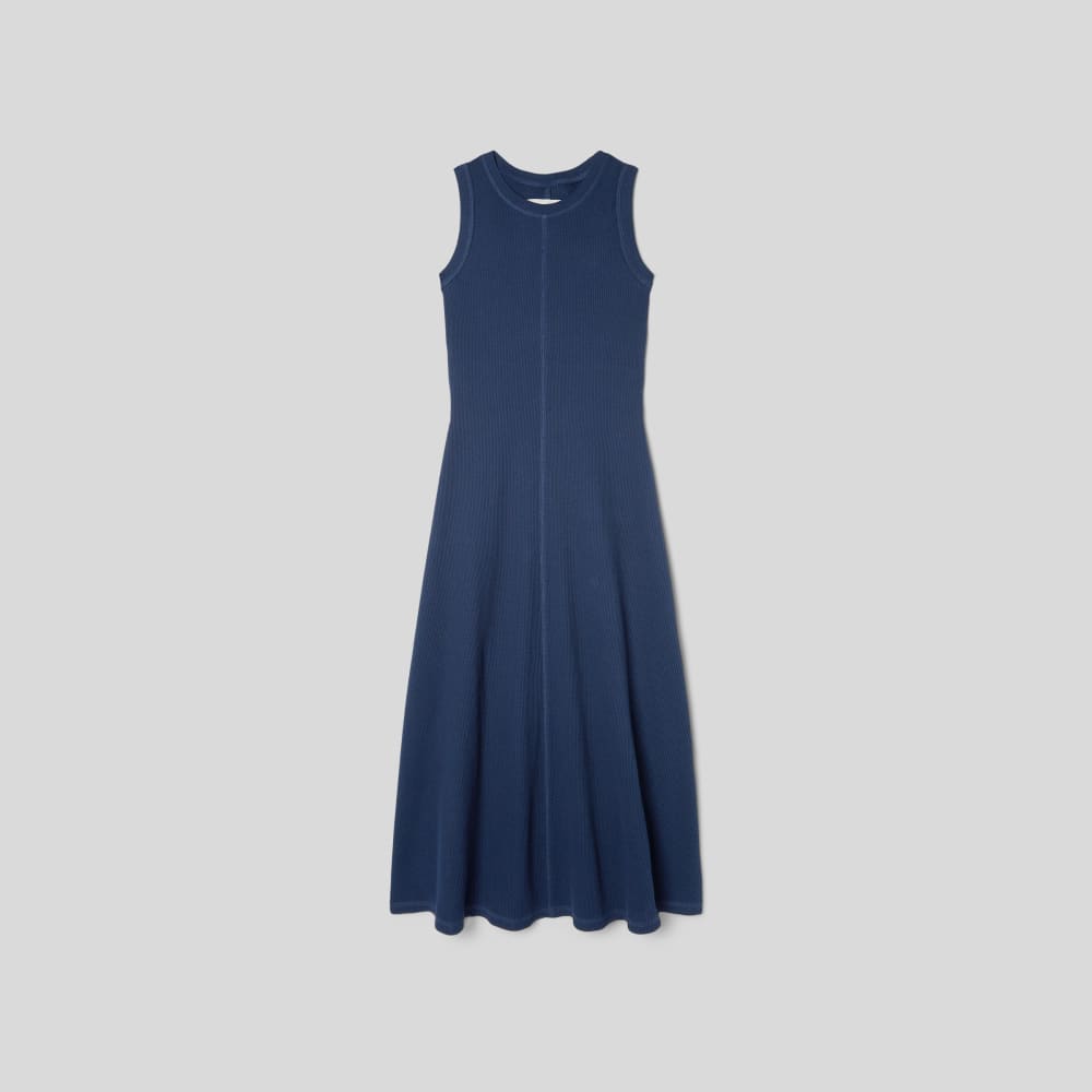 The Organic Cotton Waffle Tank Dress | Navy - Image 8