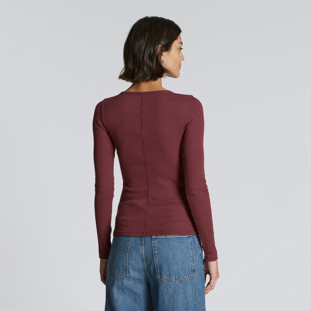 The Pima Micro-Rib Long-Sleeve Crew | Brandy - Image 3