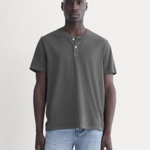 The Essential Organic Garment-Dyed Henley | Black
