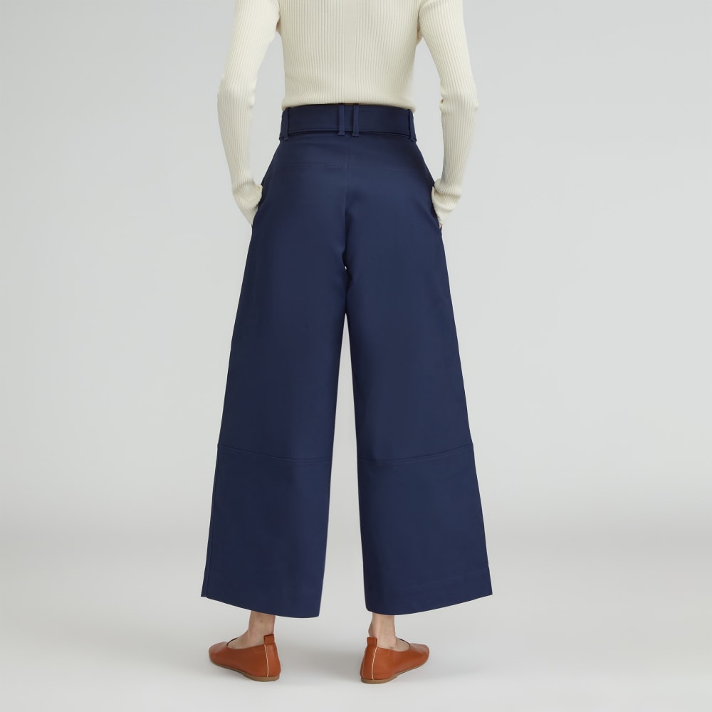 The Structured Cotton Belted Pant | Navy - Image 3