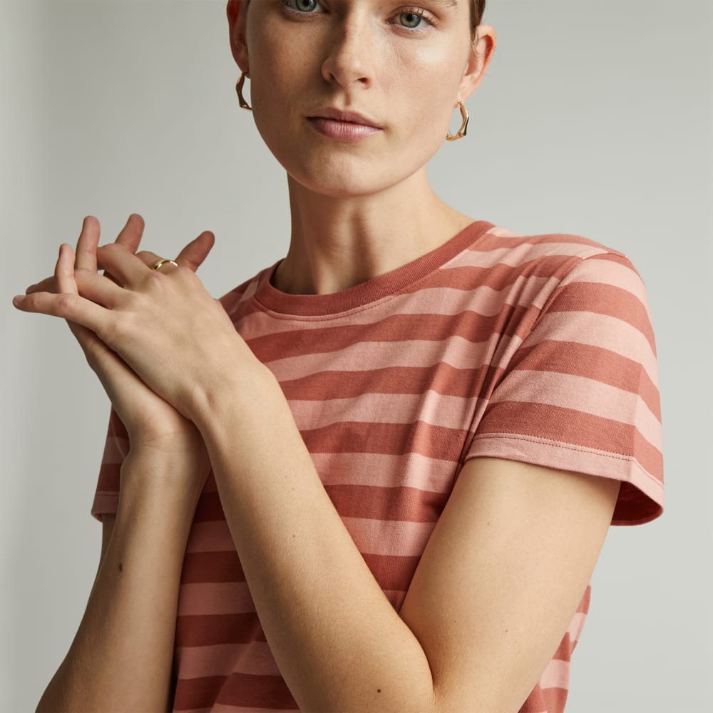 The Box-Cut Tee in Essential Cotton | Redwood Stripe | No Pocket - Image 3