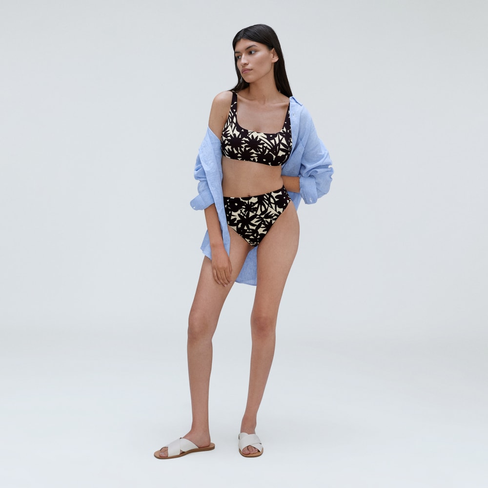 The High-Rise Cheeky Bikini Bottom | Black / Canvas Floral - Image 6