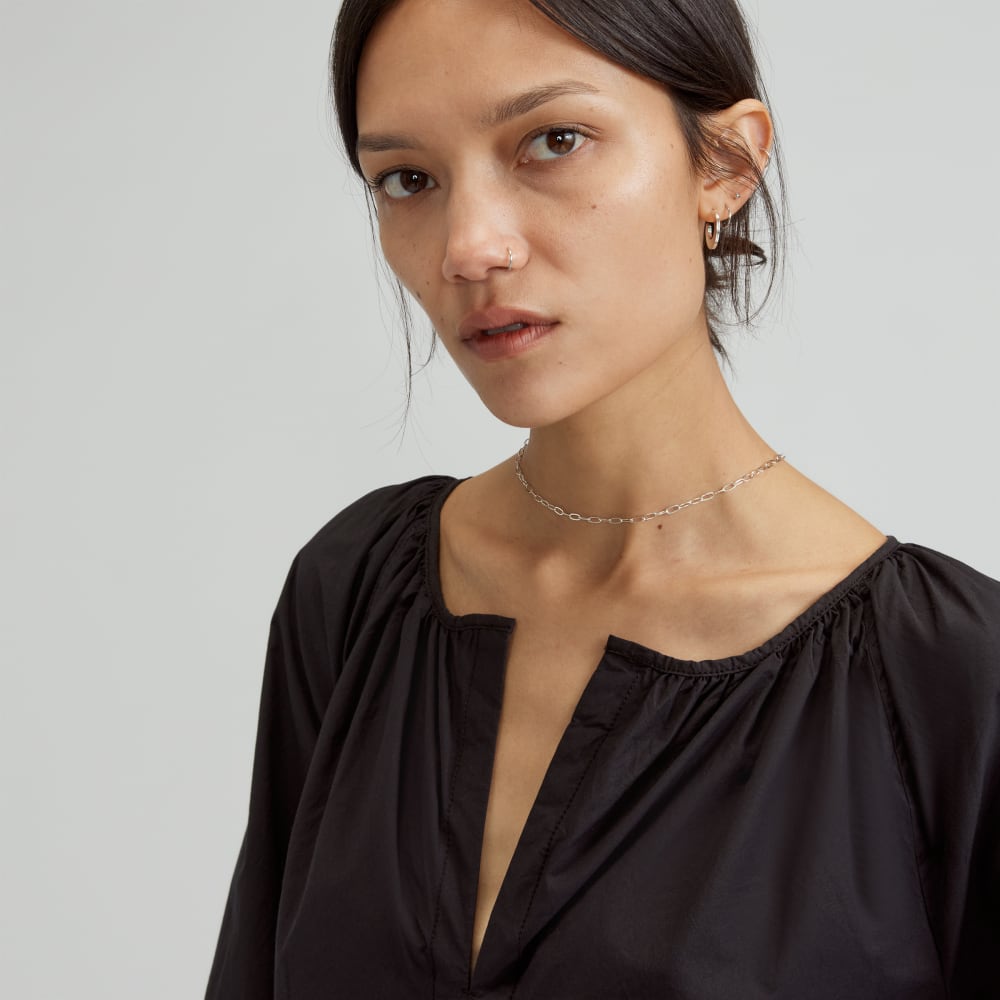 The Raglan Sleeve Poplin Dress | Black - Image 4