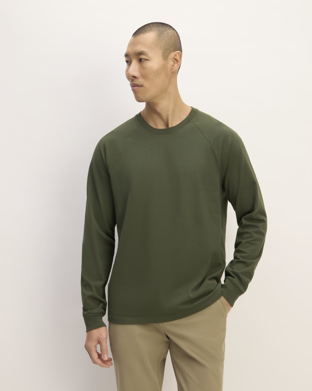 The Premium-Weight Long-Sleeve Crew | Uniform | Deep Moss Green