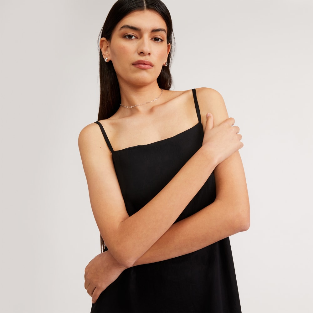 The Satin Square-Neck Slip Dress | Black - Image 4