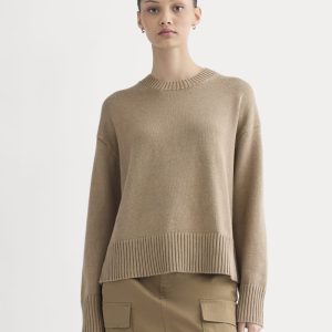 The Boxy Sweater in Everyday Cotton | Dark Heathered Camel
