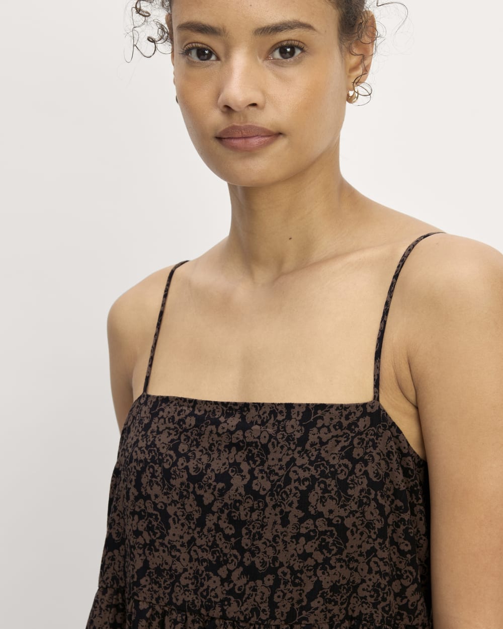 The Gauze Tiered Dress | Black / Cocoa Small Floral - Image 3