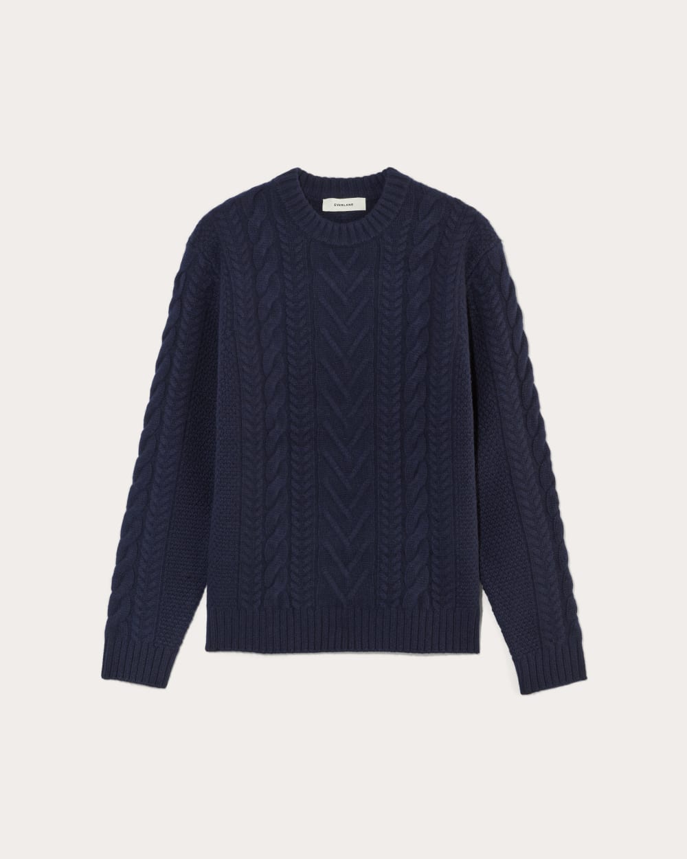 The Felted Merino Cable-Knit Crew | Deep Navy - Image 2