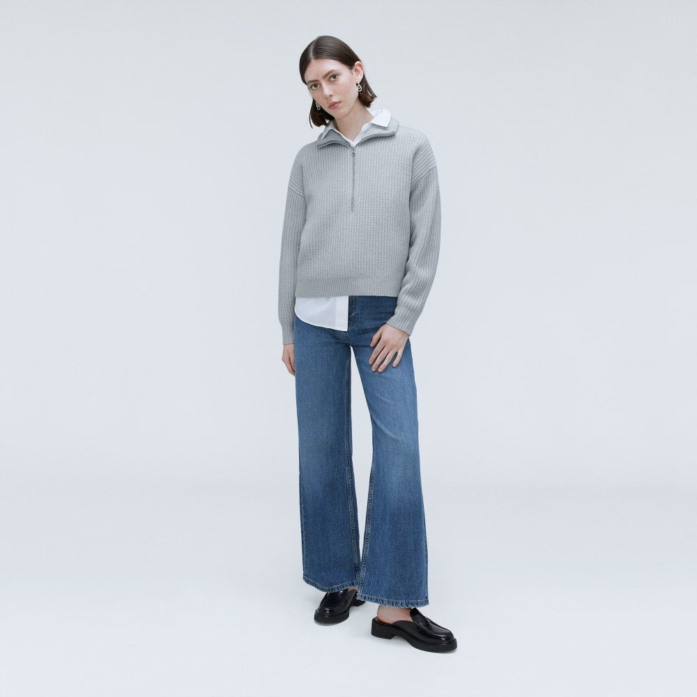 The Half-Zip Sweater in Luxe Merino | Sky - Image 6