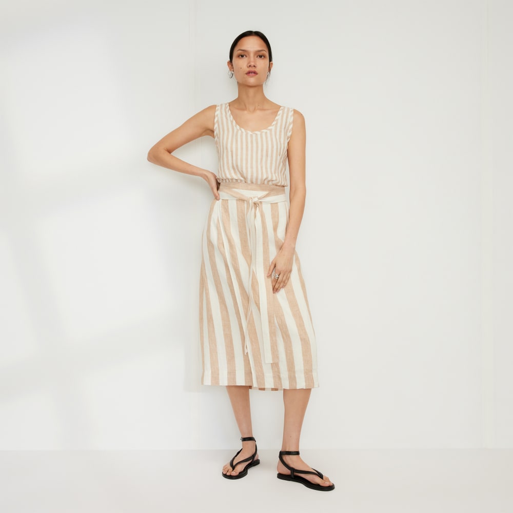The Linen Wrap Skirt | Bone / Caramel - Image 3