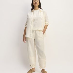 The Linen Pull-On Barrel Pant | Bone