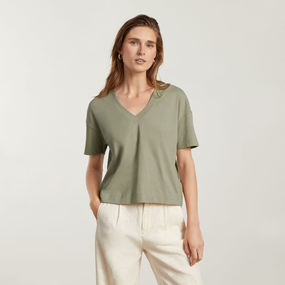 The Organic Cotton Slouchy V-Neck | Reed - Image 2