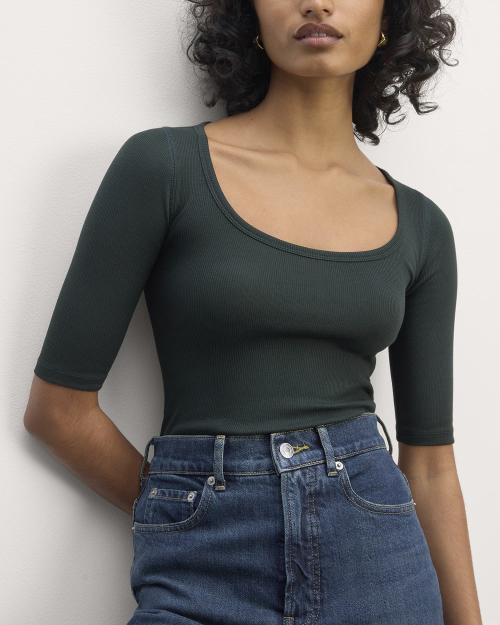 The Luxe Rib Scoop-Neck Tee | Scarab - Image 3