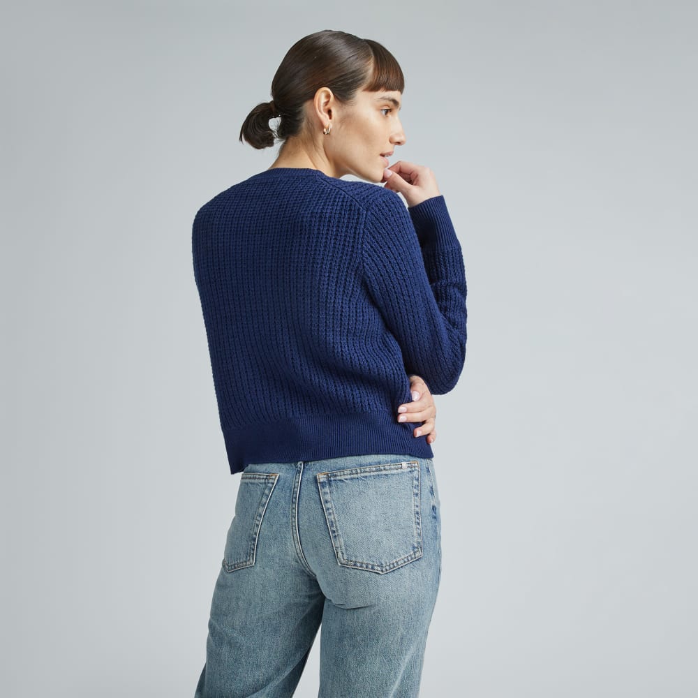 The Cropped Cotton-Merino Bomber | Bright Navy - Image 3