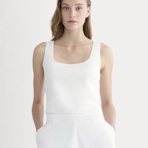 The Square Tank in Stretch Linen | White