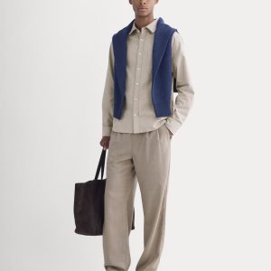 Pleated Trouser in Tailor Twill | Light Taupe