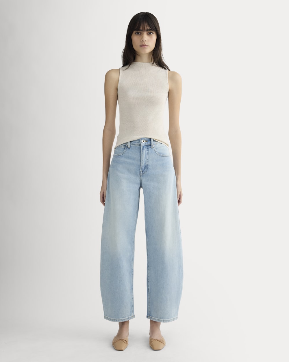 The Luxe Rib Funnel-Neck Tank | Heathered Oat - Image 3