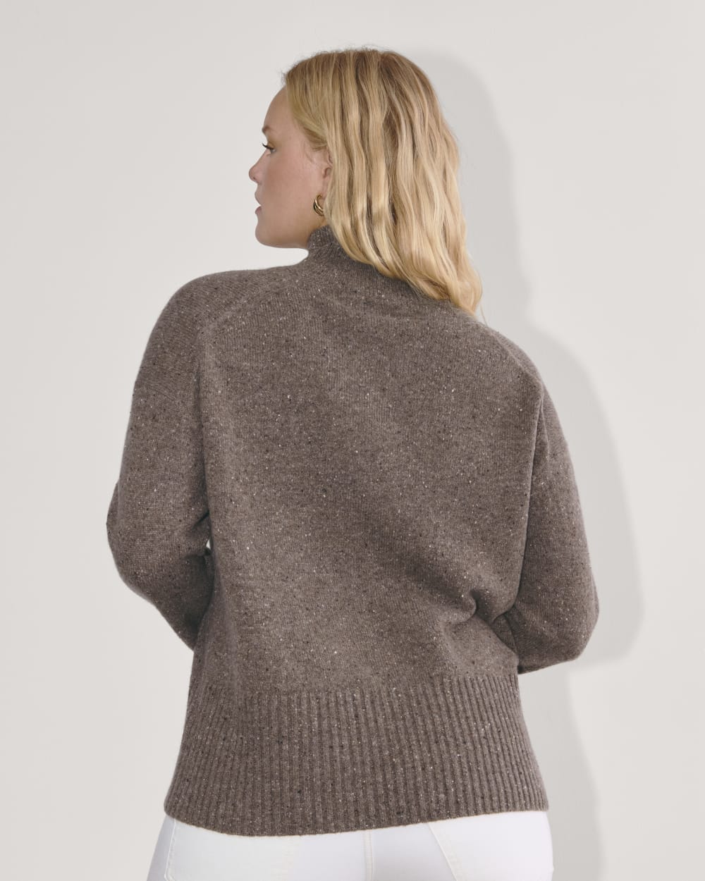 The Boxy Turtleneck in Cashmere | Taupe Brown Donegal - Image 5
