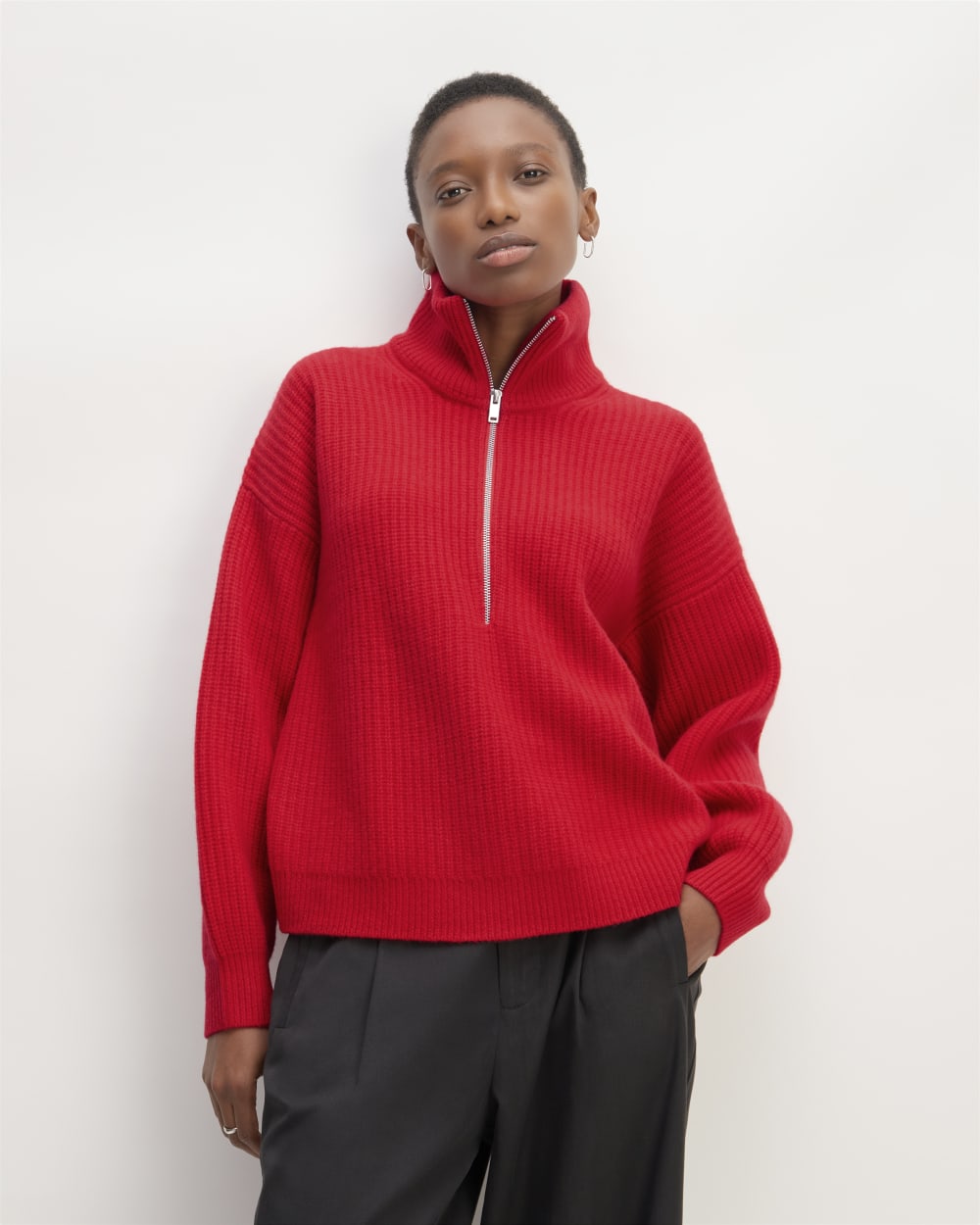 The Half-Zip Sweater in Luxe Merino | Classic Red