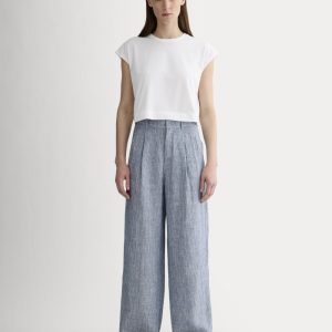 The Linen Way-High® Drape Pant | White / Blue