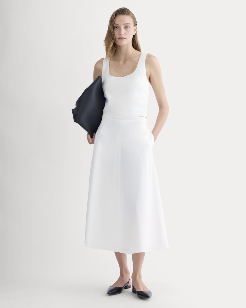 The Square Tank in Stretch Linen | White - Image 3