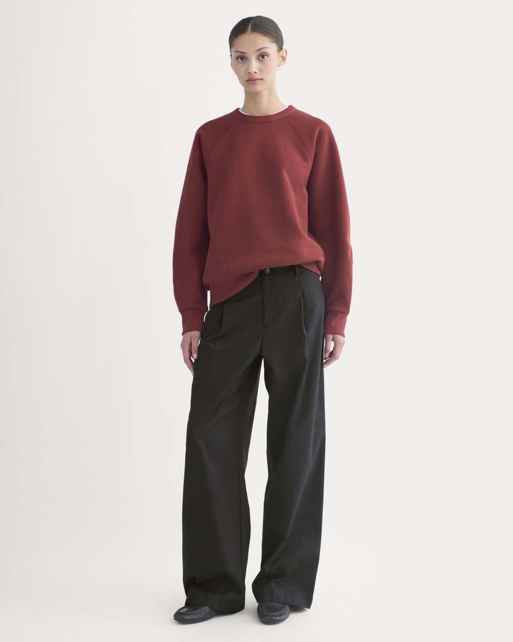 Luxe Fleece Raglan Crewneck | Merlot - Image 3