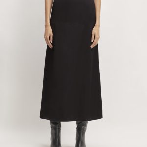 The Hammered Satin Slip Skirt | Black