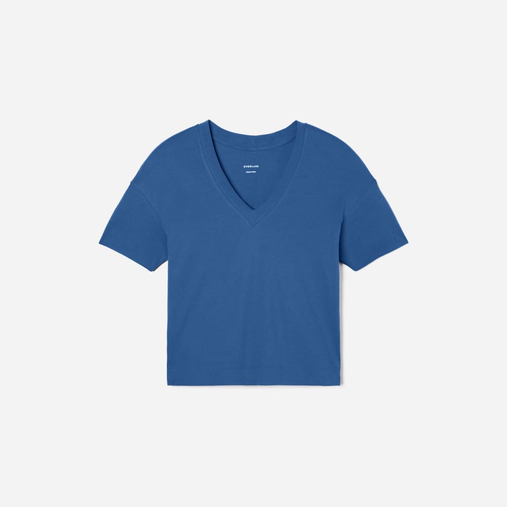 The Organic Cotton Slouchy V-Neck | Deep Blue