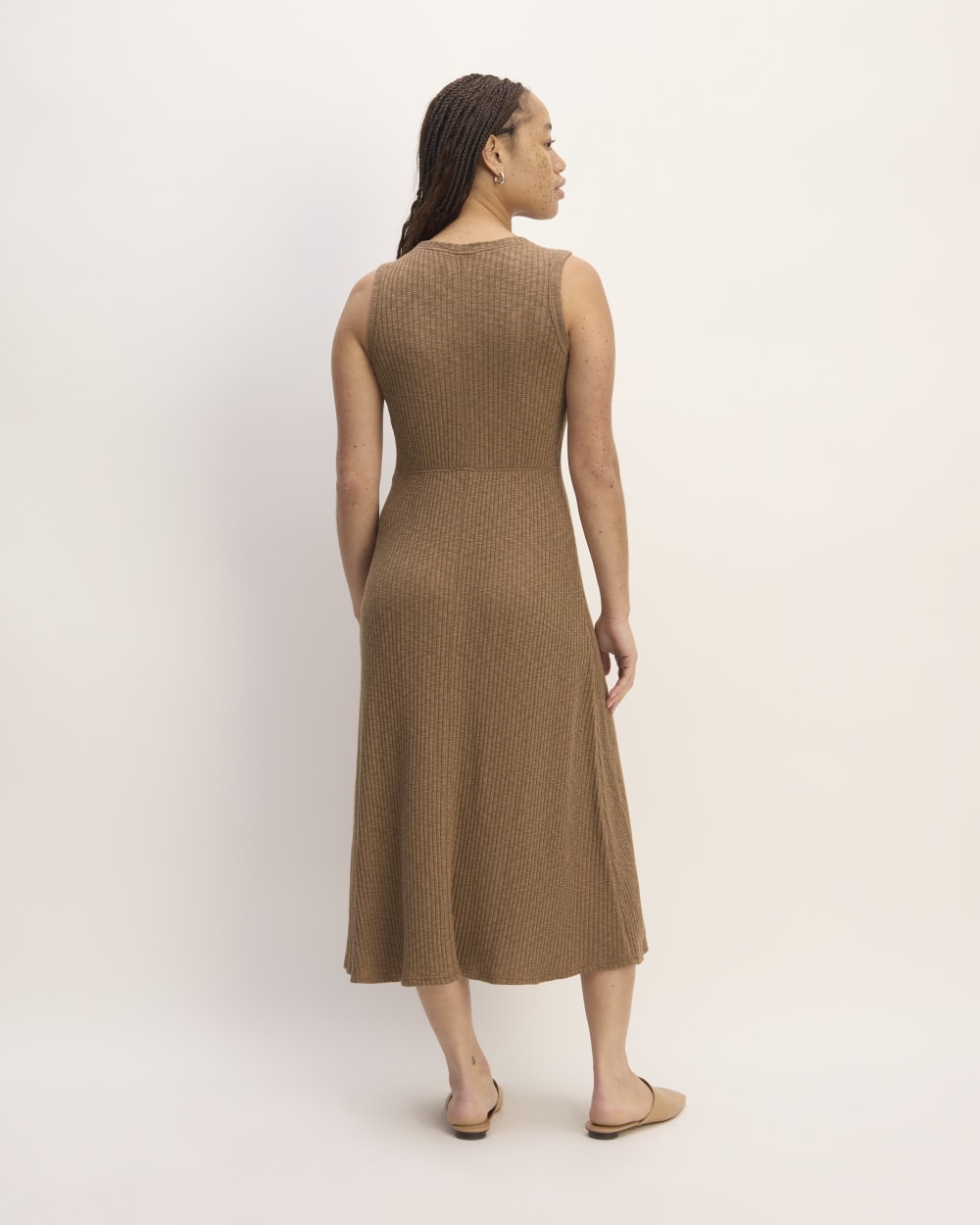 The Rib-Knit A-Line Tank Dress | Carob Brown - Image 6