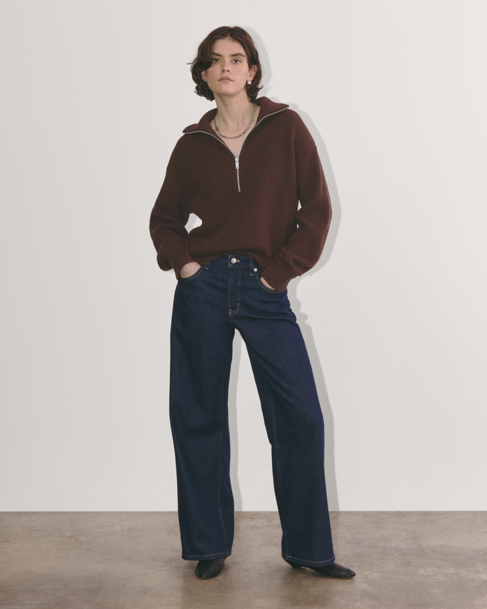 The Half-Zip in Everyday Cotton | Dark Mahogany - Image 3