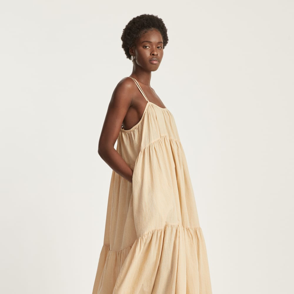 The Billow Tiered Maxi Dress | Orange Plaid - Image 6