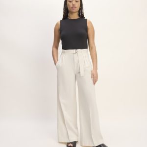 The Pleated Wide-Leg Chino | Bone