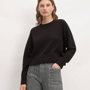 The Boxy Crew in Cashmere | Black